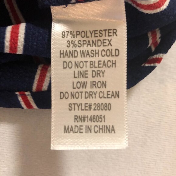 𝅺MONTEAU Striped Blue, Red & White Top with Flutter Sleeves size Small - Picture 8 of 12